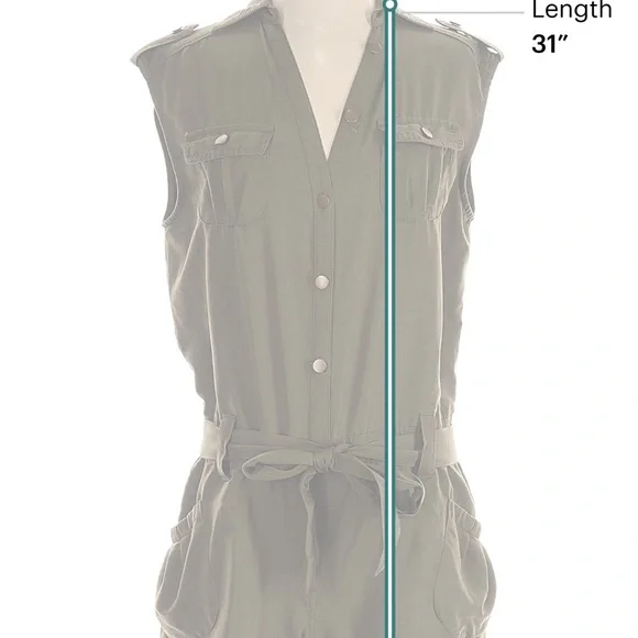 Per Se Khaki Sleeveless Romper - Picture 3 of 5